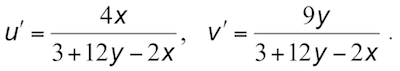 u'v' calculation from xy values